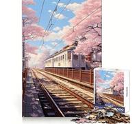 Sakura Station Puzzles 1000 pièces pour Adultes Améliore la mémoire Paisible et Amusant Bords Nets pour Les fêtes (50x75cm)