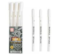 SAKURA - stylos à Gel en rouleau de gelée, marqueur pour surbrillance, pour journal, dessin artistique, encre blanche classique, pointe assortie, fin, moyen et audacieux, 1/3 pièces Gold Silver white
