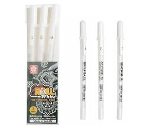 SAKURA - stylos à Gel en rouleau de gelée, marqueur pour surbrillance, pour journal, dessin artistique, encre blanche classique, pointe assortie, fin, moyen et audacieux, 1/3 pièces 1pc White 08