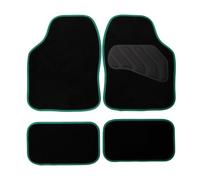 Sakura Tapis de Sol pour Voitures SS5469 - « Pastel » Noir avec Bordure Verte - Ensemble Complet de 4 Tapis universels - Poils résistants, Dos antidérapant, fabriqué au Royaume-Uni, Talonnette
