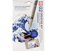 Sakura Creative Kit de 3 stylos, 3 feuilles de papier multi-médias A6 (grande vague)