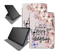 Sakuras Étui papillon pour Kindle Fire 7 version 2019/2017 9e/7e génération, support pliable rotatif à 360 degrés, plusieurs angles de vue, étui en cuir PU avec mise en veille/réveil automatique
