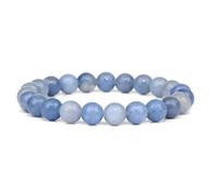 SAKURRDD Bracelet de Perles en Pierre Naturelle de 8 mm Fait Main for Homme et Femme, Bleu, 19 cm