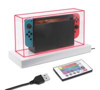 SAKURRDD Cache-poussière transparent amélioré for interrupteur avec base lumineuse de 20 couleurs LED, vitrine en acrylique, anti-rayures, étanche, compatible avec interrupteur/interrupteur OLED/906