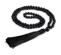 SAKURRDD Collier Mala 108 Perles en Pierre Noire for Homme, Fait main/174