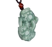 SAKURRDD Collier Pixiu Jade Feng Shui Collier de richesse Ruyi Tail Pi Yao Charm Niveau A Fei Cui Jade Pendentif Agate Spacer Cord Money Attraction Spiritual Chakra Talisman Against Evil/2141