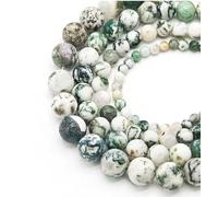 SAKURRDD Perles Rondes texturées en Forme d'arbre Naturel, 4/6/8/10 mm, Brin de 38 cm, for Bricolage, Vert, 6 mm, 63 perles/319
