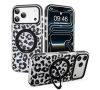 SAKUULO Coque magnétique pour iPhone 17 Pro Max (6,9") - avec anneau torique magnétique invisible, protection antichoc de qualité militaire contre les chutes | Design élégant imprimé léopard noir