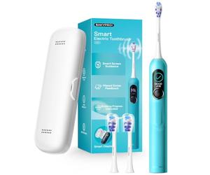 SAKYPRORAL Brosse à dents électrique pour enfants, score instantané, batterie de 150 jours, compatible avec les appareils dentaires (turquoise)