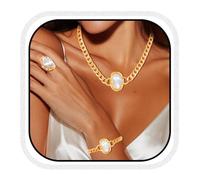 Sakytal Ensemble de bijoux ras du cou avec perles dorées pour femme