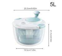 Salad Spinner, 5L Manual Fruits and Vegetables Washer Spinner for Kitchen Meal Prep, Easy Dewatering Bowl for Lettuce Greens Cleaning and Drying at Home Food Truck Healthy Eating Solution 25.2x2