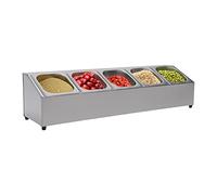 Saladette à Pizza en Acier Inoxydable Alimentaire, Accessoire de Cuisine pour Four à Pizza, 5 Bacs GN avec Couvercles, Supports Amovibles, pour Utilisation en Cuisine ou dans Le Garde-Manger