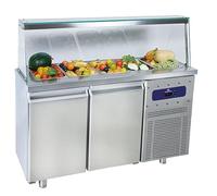 Saladette Avec 2 Portes GN 1/1 Et Structure En Verre, 4X GN 1/1 H 150 mm, -2°/+8°C - Mastro