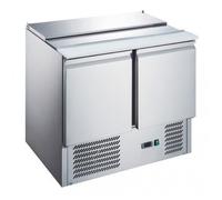 Saladette réfrigérée - 2 portes GN 1/1 - 240 L - plan inox télescopique - Temp. +2/+8°C