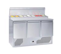 Saladette réfrigérée 3 portes GN 1/1 et top GN 1/6 - 392L - inox - température +2°/+8°C