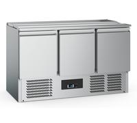 Saladette réfrigérée - 3 portes inox - 137x70x(h)85 cm