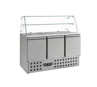 Saladette réfrigérée 4 GN 1/1 Vitrine en Verre 3 Portes