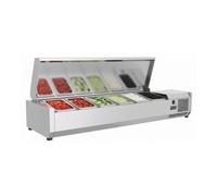 Saladette réfrigérée à ingrédients - 1500 mm - 5 GN 1/3 + 1 GN 1/2 - 0/+10°C - Inox AISI 201