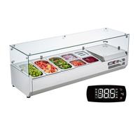 Saladette Réfrigérée à Poser 150 W-VEVOR-Vitrine Réfrigérée pour Pizzeria-Corps en Inox 304 et Couvercle en PC-Ingrédients Cuisine