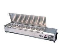 Saladette Réfrigérée à Poser Couvercle Inox Bacs GN 1/4 - 1200 à 2000 mm - Atosa - R600a - Inox1600 mm x335x280mm