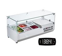 VEVOR Saladette Réfrigérée à Poser 140 W, Vitrine Réfrigérée pour Pizzeria, avec 1 1/3 Casseroles et 4 1/6 Casseroles, Corps en Inox 304 et Couvercle en PC, pour Préparation de Sandwich Ingrédients