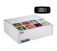 Saladette Réfrigérée à Poser-VEVOR-145 W- 8 1/6 Casseroles-Corps en Inox 304-Couvercle PC-Ingrédients Cuisine