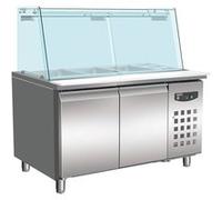 Saladette Réfrigérée avec 2 Portes et Vitrine 3 Bacs GN 1/1 et 3 Bacs GN 1/6 Combisteel 1 G