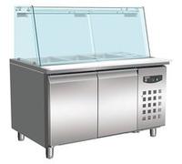 Saladette Réfrigérée avec 2 Portes et Vitrine 4 Bacs GN 1/1 Combisteel 1 G