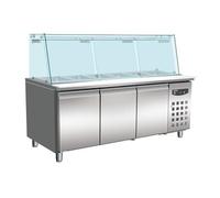 Saladette Réfrigérée avec 3 Portes et Vitrine 5 Bacs GN 1/1