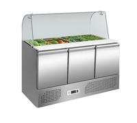 Générique Saladette Réfrigérée Professionnelle 3 Portes avec Vitre Bombée GN 1/1-368 Litres