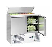 Saladette Réfrigérée Professionnelle - 2 Portes GN 1/1 - Plan Inox Télescopique - 240 Litres - Froid Statique +2°C à +8°C