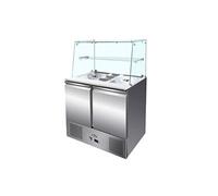 Saladette Réfrigérée Vitrée Pare-Haleine Droit - 2 Portes GN 1/1 - Atosa - R600aAcier inoxydable2 Portes900Pleine