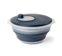 Saladeuse pliable en 3 parties grise avec fond antidérapant - 5 litres | Saladier avec couvercle et passoire amovible, idéal pour les petites cuisines, le camping, les camping-cars