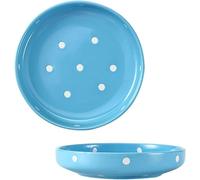 Saladier, bol à fruits, grands bols de service, lot 2, assiettes, en céramique, plats bas, for pâtes/soupe, porcelaine - rouge 700 ml, 20 x 4,5 cm(Blue)