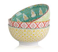 Saladier Bol Ramen Porcelaine 1.7 Litres - Bol a Soupe | Salade| Pates | Nouille | Poke - Lot de 3 Grand Bol 20 cm - Utilisable au Micro Ondes et au Lave-Vaisselle