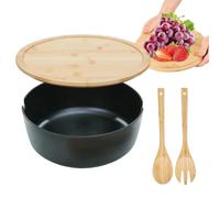 Saladier Couvercle - Bol Préparation, Grands Plats Dessert & Service Avec Caches | Accessoires Bois Pour Mélanger Pâtes Céréales Légumes Fruits Apéro Dîner Festif Maison Cuisine Camping Barbecue
