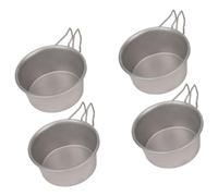Saladier de service pour le camping, couleur primaire | Lot de 4 bols en acier inoxydable avec poignées pliables et rangement compact