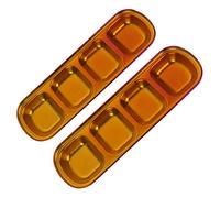 Saladier en acier inoxydable - 4 compartiments - Plateau de service pour apéritif - Plats à sauce rectangulaires divisés pour restaurant, cuisine, épices, ketchup ou bol à goûter d'assaisonnement