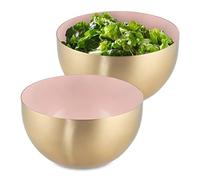 Saladier en Acier Inoxydable, Lot de 2, 1 Litre, mélangeur Rond, pour Cuisiner et pour Le Service, 8,5x15 cm, Rose-doré