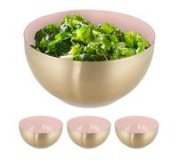 Saladier en Acier Inoxydable, Lot de 4, 2 litres, mélangeur, pour Cuisiner et Servir, 10,5x20 cm, Cuisine, Rose-doré