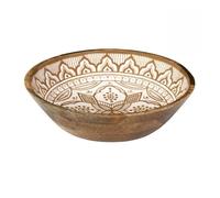 Saladier en bois de manguier avec motif mandala brun (Ø28 cm) - MANGO