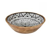 Saladier en bois de manguier avec motif mandala noir (Ø28 cm) - MANGO