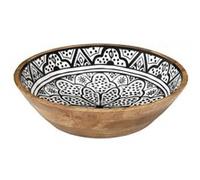 Saladier en bois de manguier avec motif mandala noir (Ø33cm) - MANGO