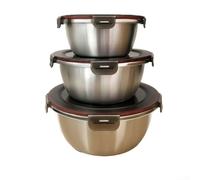 Saladier épais en acier inoxydable 304 avec couvercle, bol mélangeur pour battre les œufs et préparer les aliments, gadget de cuisine facile à nettoyer pour la maison et le pique-nique, argenté, 26 cm