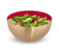 Saladier lot de 2 cul de poule 3,5 litres bol mélangeur plat rond rouge-doré