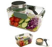 Saladier Pod Bocal Mason avec Ouverture Latérale, Boîte à Salade Intégrée Portable, Réutilisable et Compatible Micro-ondes, Boîte à Lunch avec Grand Récipient Caché pour Sauce