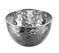 Saladier rond en acier inoxydable martelé pour la maison, la cuisine, conçu pour mélanger les salades, laver les légumes et fouetter les œufs (argenté, 20 cm)