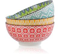 Saladiers Colorés en Céramique - Lot de 3 Bols Profonds pour Salade, Ramen, Pâtes, Soupe - Micro-ondes & Lave-vaisselle - 1700 ml