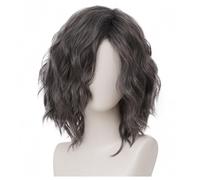 Salaibs Perruque courte grise pour homme synthétique gris superposé aspect naturel raie latérale perruque cosplay costume perruque unisexe