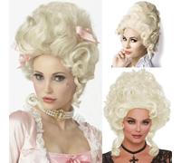 Salaibs Perruques blondes pour femme 18ème génération - Ruche bouclée rétro - Perruque synthétique pour Halloween, fête costumée